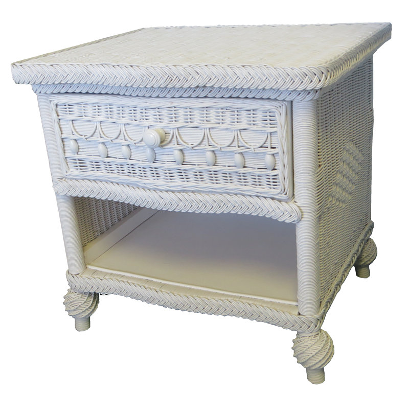 Yesteryear Classic 1 Drawer Wicker Nightstand in White & Reviews